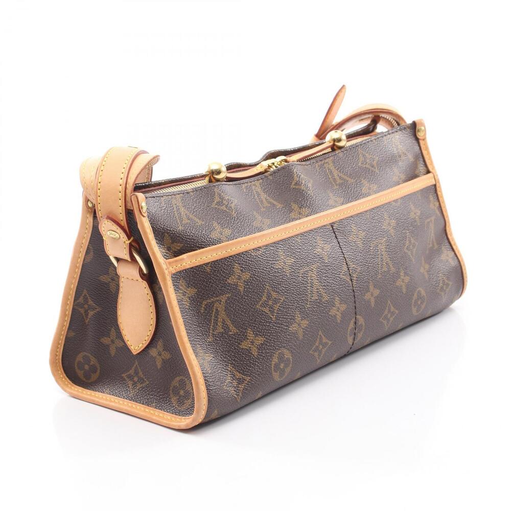 Louis Vuitton Canvas Long Monogram Bag Shoulder Leather Popincourt Brown